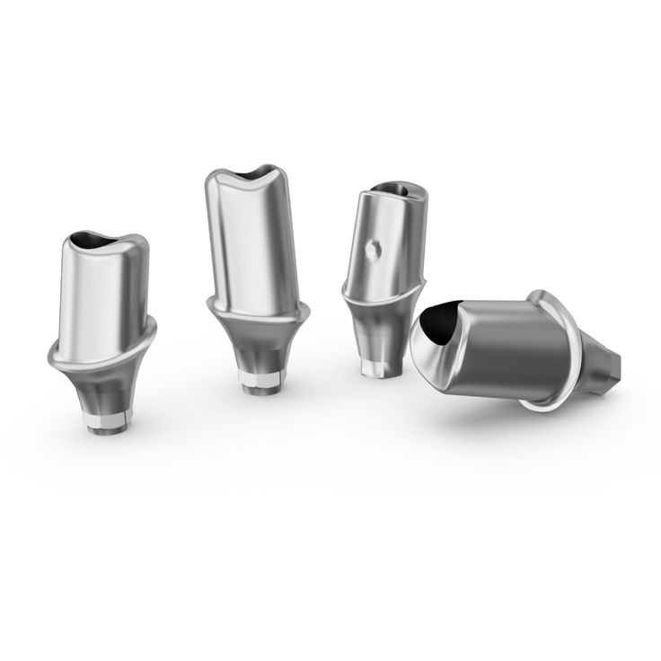 Set of milled custom titanium implant abutments